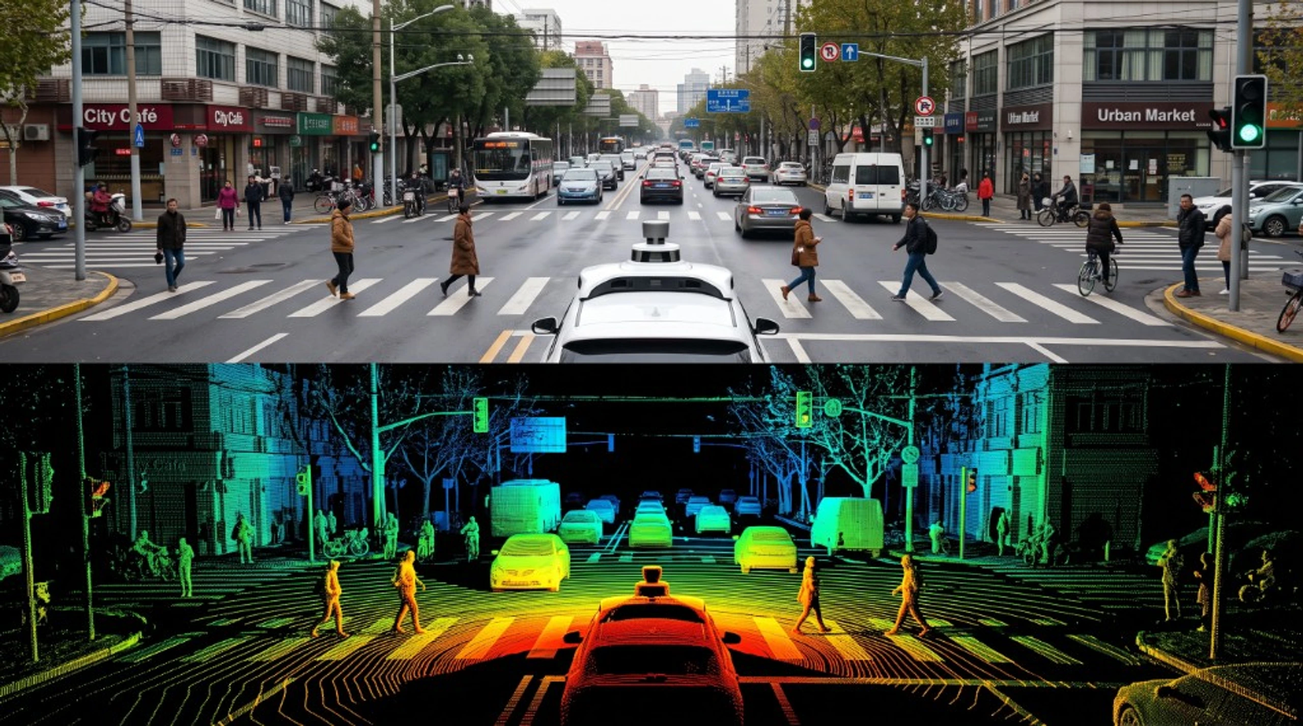Multimodal camera and LiDAR projects with shared scene context
